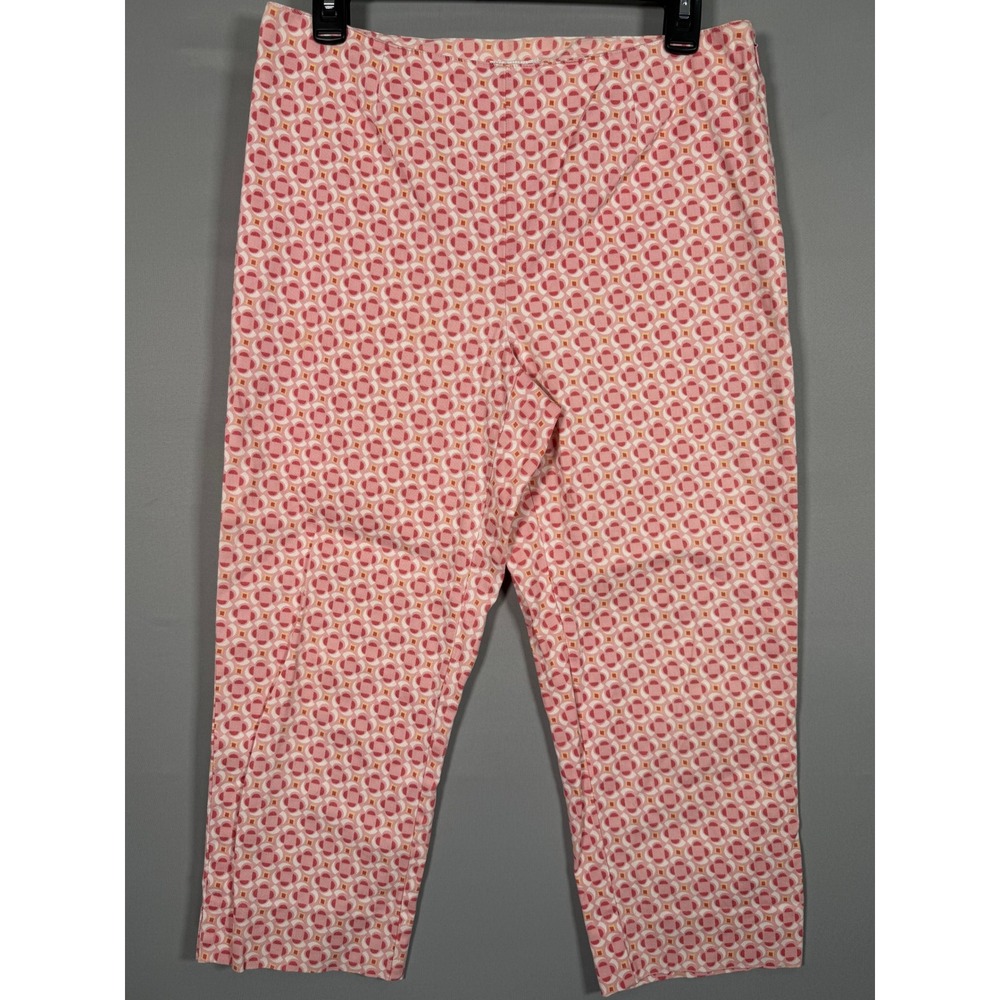 Liz & Co Womens Pants Size‎ 6 Geometric Print Stretch Cropped Ankle Pink
